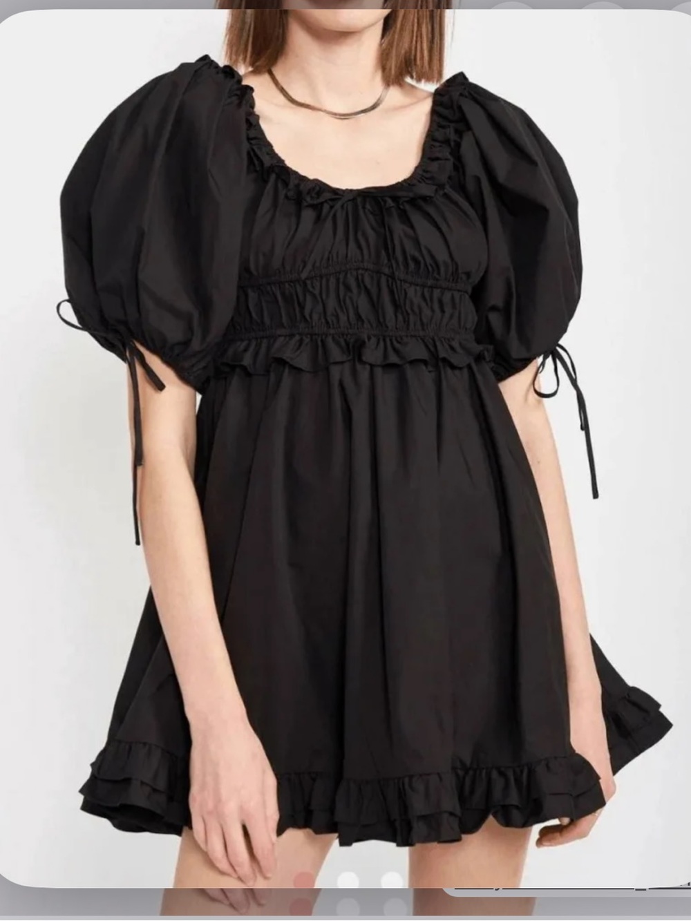 En Saison Black Danielle Ruffled Babydoll Dress Size Large